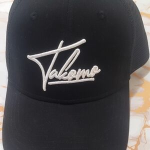 Black Cap with White Embroidery